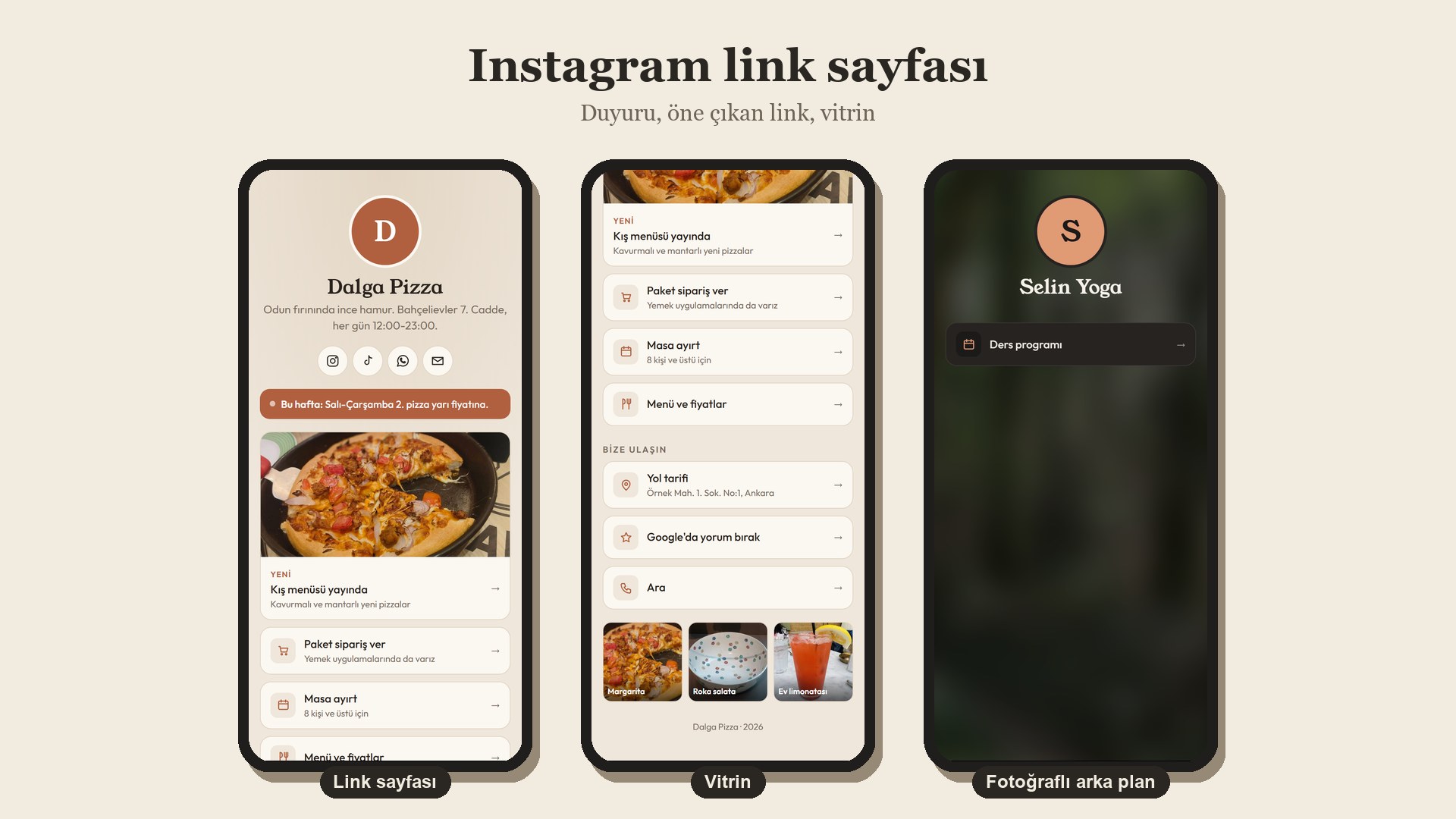 QR kodlu dijital kartvizit ve link sayfası örnek ekran